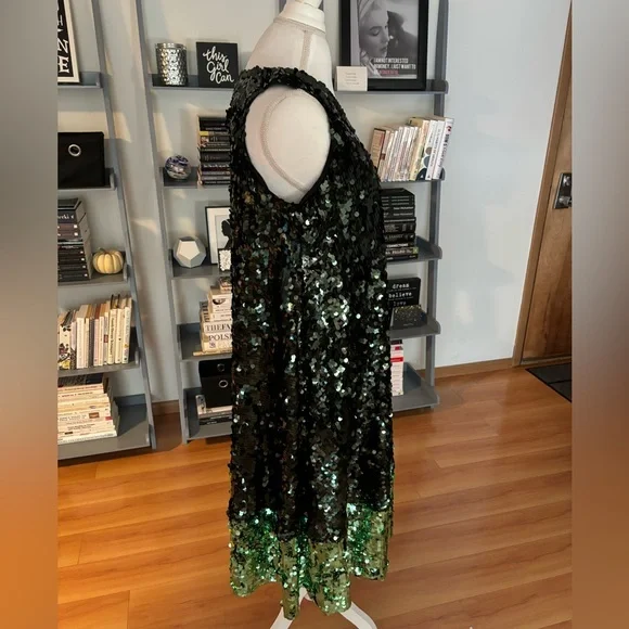 Zara green sequin sleeveless dress XS - Picture 2 of 7